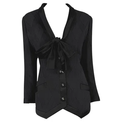 Pre-owned Valentino S/s 1993  Haute Couture Runway Diamond Textured Blazer Jacket Custom In Black