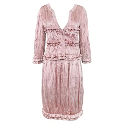 Pre-owned Valentino Ss 2007 Pink Satin Skirt Set
