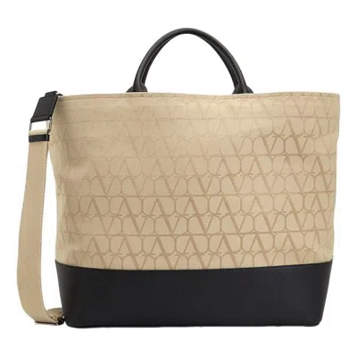 Valentino Garavani Valentino Ss24 Tote Bag 'beige Black' In Brown