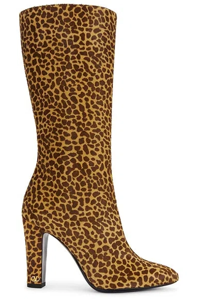 VALENTINO GARAVANI ST. MINI ANIMALIER HAIR CALF 100 BOOT