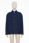 Valentino Double Wool Jacket With Mandarin Collar In Blue