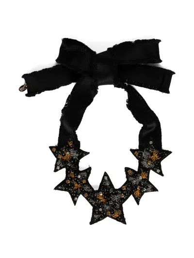 Valentino Garavani Star-motif Beaded Necklace In Black