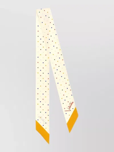 Valentino Star Pattern Scarf Contrast End Detail In White
