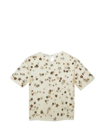 Pre-owned Valentino Star Sequin-embellished Tulle T-shirt In Neutral