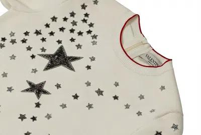 Valentino Star-embroidered Cotton Sweatshirt In Neutral