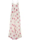 Valentino Starfish Crepe-de-chine Maxi Dress In Neutrals