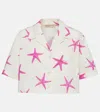 Valentino Starfish Cropped Cotton Poplin Shirt In Weiss