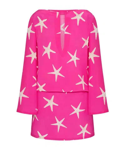 Valentino Starfish Print Mini Dress In Multicolor