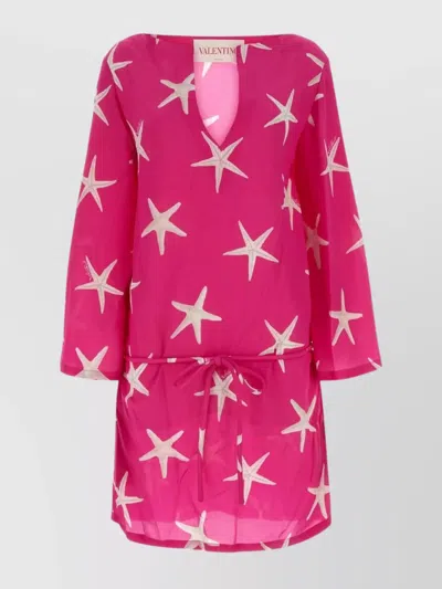 Valentino Starfish Print Mini Dress In Multicolor