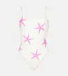 Valentino Starfish Printed Swimsuit In Weiss