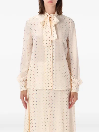 Valentino Star-print Pussy-bow Blouse In Multi