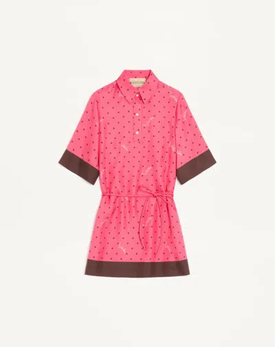Valentino Stelline Firma Starry Twill Shirt Dress In Pink