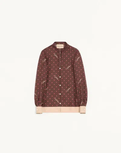 Valentino Stelline Firma Starry Twill Shirt In Brown