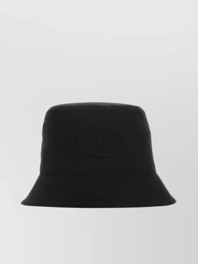 Valentino Garavani Stitched Brim Cotton Hat In Black