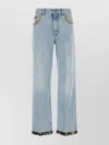 Valentino Garavani Contrast Border Straight Leg Jeans In Blue