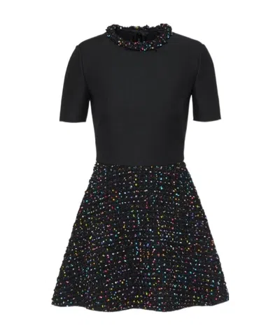 Valentino Stitching Detail Dress In Black