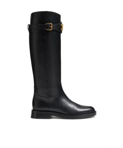 Valentino Garavani Stivale Vlogo Signature In Vitello 30mm In Black