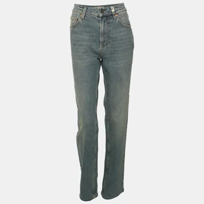 Pre-owned Valentino Stone Blue Wash Denim Straight Leg Jeans Xs