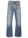 Valentino Stitched Belt Loops Straight Five-pocket Trousers In Blue