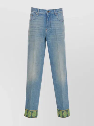 VALENTINO STRAIGHT FIT DENIM PANTS CUFFS