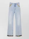 Valentino Womens Denim Blu Lav Chiaro Embroidered Straight-leg Denim Jeans In Blue