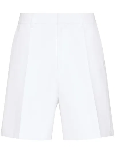 Valentino Garavani White Bermuda Shorts With Tonal Vlogo In Cotton Canvas Woman In Multicolor