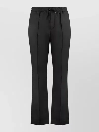 Valentino Straight Leg Cotton Trousers Elastic Waistband In Black