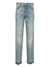 Valentino Womens Denim Blu Lav Chiaro Embroidered Straight-leg Denim Jeans In Blue