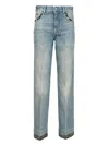 Valentino Womens Denim Blu Lav Chiaro Embroidered Straight-leg Denim Jeans