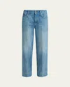 Valentino Womens Medium Blue Denim Faded-wash Straight-leg Denim Jeans In Blue