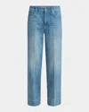 Valentino Womens Medium Blue Denim Faded-wash Straight-leg Denim Jeans In Blue