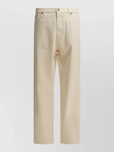 Valentino Straight Leg Denim Trousers Belt Loops Pockets In Neutral