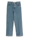 Valentino Five-pocket Denim Trousers Featuring Button Embellishments In 蓝色