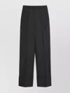 Valentino Straight Leg Pleated Trousers With Cuffed Hem In Black