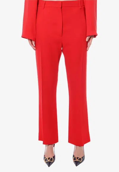 Valentino Straight-leg Tailored Pants In Red