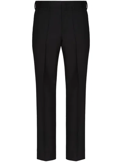 Valentino Wool Blend Tailored Pants Belt Loops In Black
