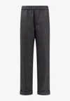 Valentino Men Virgin Wool Trouser With Fold At The Bottom In Gray