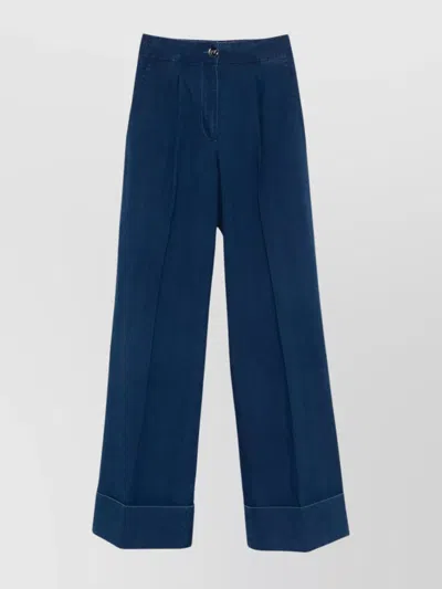 Valentino Straight Leg Trousers Belt Loops In Blue