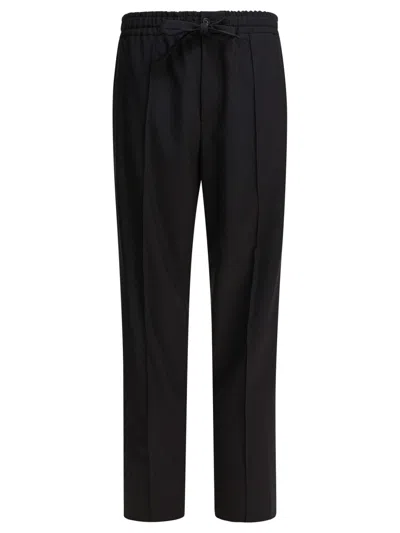 Valentino Straight Leg Trousers In Virgin Wool In Black