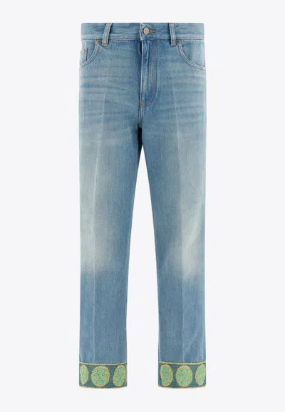 VALENTINO STRAIGHT-LEG VELVET PANTS