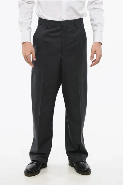 Valentino Straight Leg Virgin Wool Pants In Black