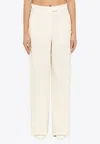 Valentino Straight-leg Wool-blend Pants In Ivory