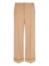 Valentino Wide-leg Trousers With Cuffed Hem And Pleats