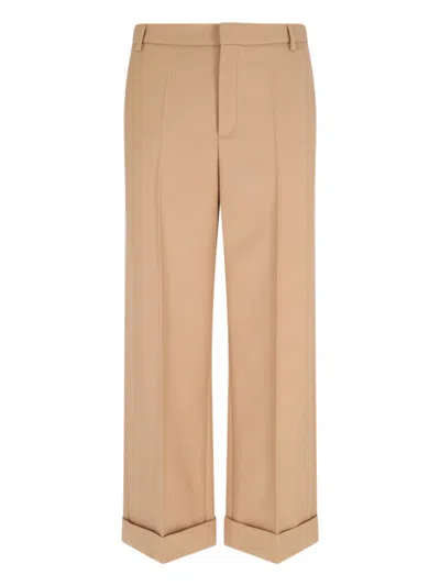 VALENTINO VALENTINO STRAIGHT WOOL TROUSERS – BEIGE