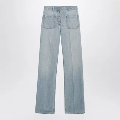 Valentino Straight-leg Cotton Denim Jeans In Light Blue