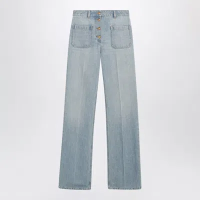 Valentino Straight-leg Cotton Denim Jeans In Light Blue