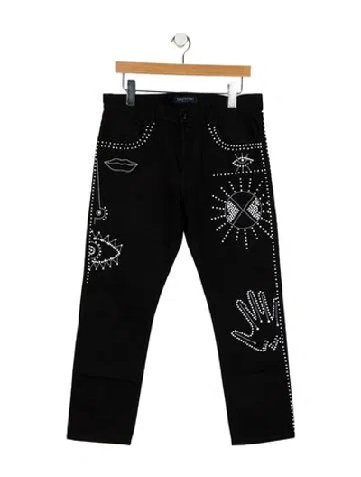 Pre-owned Valentino Straight-leg Jeans In Black