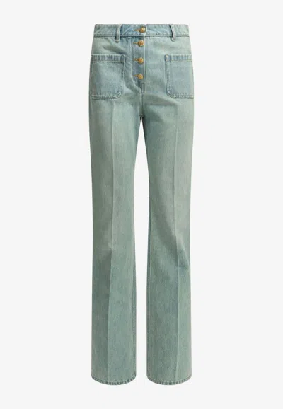 Valentino Straight-leg Washed Denim Pants In Blue