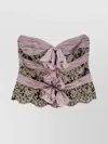 Valentino Strapless Chiffon Top With Lace And Ruffles In Multi