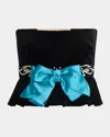 Valentino Strapless Embroidered Velvet Peplum Top